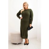 Kesi Włoski Plus Size women's oversized sweater dress with mohair and pocket khaki | Shoptok.si