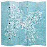  Sklopiva sobna pregrada s uzorkom leptira 200 x 170 cm plava | shoptok.hr