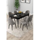 Hanah home trpezarijski set Rut, sto na razvlačenje i 6 stolica, ploča u dekoru crnog mermera, siva tkanina Babyface | Eponuda.com
