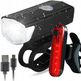  Set USB aku. vodoodporna kolesarska svetilka + zadnja luč 5000K AKCIJA
