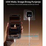 Anker Nano 45W putni zidni punjač sa ekranom, USB-C port, beli Cene