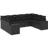 Maison Chic Seti vrtnega pohištva - Vrtna garnitura - Vrtni pohištvo set 9-delna z blazinami črn poli ratan, (21804190) | Shoptok.si