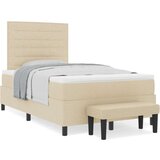  Krevet s boxspringom s madracem i klupom krem 120x200 cm tkanina | shoptok.hr