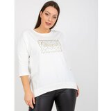 Fashion Hunters Plus size white blouse with applique and printed design Cene