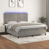  Krevet box spring s madracem LED svjetlosivi 160x200 cm baršun Cijene