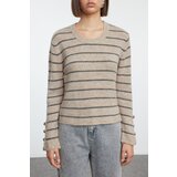Trendyol Beige Basic Striped Knitwear Sweater | Shoptok.si