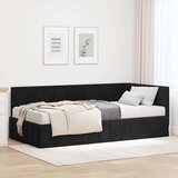 vidaXL Kotna postelja z vzmetnico z vzglavjem Črna 90 x 190 cm Žamet | Shoptok.si