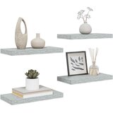  Plutajuće zidne police 4 kom boja betona 50 x 23 x 3,8 cm MDF | shoptok.hr
