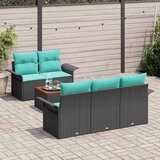  Sjedeća garnitura za vrt 6 kom. 5-Broj sjedala Crna i Tirkizna 196 x 62 x 69 cm | shoptok.hr