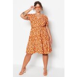 Trendyol Curve Plus Size Dress - Orange - A-line | Shoptok.si