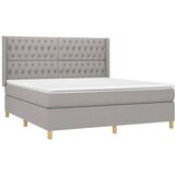  Box spring postelja z vzmetnico LED sv. siva 180x200 cm blago, (20788840) | Shoptok.si