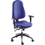 eurokraft pro Vrtljiv stol za razbremenitev medvretenčnih ploščic, točkovna sinhrona mehanika, brez naslonov za roke, modra prevleka | Shoptok.si