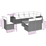  9-dijelni set vrtnih sofa od poliratana s jastucima sivi | shoptok.hr
