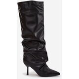 Boto Insulated slip-on women's boots with heel with ruching Black Angelica | shoptok.hr