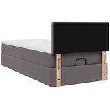 vidaXL Otomanski posteljni okvir z vzmetnico siv 100x200 cm um. usnje | Shoptok.si