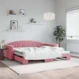 vidaXL Izvlečna dnevna postelja roza 100x200 cm žamet | Shoptok.si