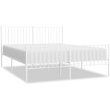 The Living Store Kovinski posteljni okvir z vzglavjem in vznožjem bel 160x200 cm - Posteljni Okvir, (21531881) | Shoptok.si