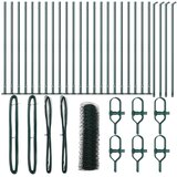 vidaXL heksagonalna ograja zelena 0.6x50 m jeklo, ograjni stebri s podnožji 13 kos Ø32mm 70cm pocinkano jeklo | Shoptok.si