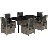  7-dijelni vrtni blagovaonski set sivi od poliratana Siva 200 x 100 x 74 cm | shoptok.hr