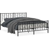 vidaXL Metalni okvir kreveta uzglavlje i podnožje crni 160x200 cm | shoptok.hr