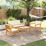 vidaXL 4-delni bistro set z blazinami iz trdnega akacijevega lesa Cene