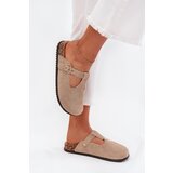 Boto Women's Slides With Gold Buckle Beige Lirina | shoptok.hr