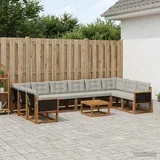 Set vanjskih sofa s jastukom 11 pcs Prirodna i Svjetlosiva