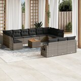  14-dijelni set vrtnih sofa od poliratana s jastucima sivi | shoptok.hr