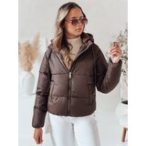 DStreet Kurtka damska zimowa krótka GLAMVO puchowa z kapturem brązowa | shoptok.hr