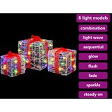 vidaXL Darilna škatla med 60 LED 3 pcs večbarvno 20 x 20 x 20 cm Akril | Shoptok.si