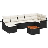 vidaXL 8 komada set vrtne sofe s jastucima crni poli ratan, 2-sjedna vrtna sofa s pohranom i jastučićima crni poli ratan Cijene