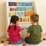 Kinder Home Dečiji drveni organizator 2 u 1, polica za knjige i kutije za odlaganje igračaka | Eponuda.com