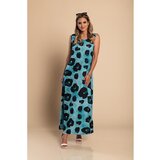 Fenzy Maxi Obleka Z Leopardjim Potiskom, Modra | Shoptok.si