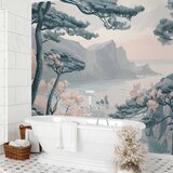  Foto tapeta - Mountainous Coast with Trees and Rocks in Light Pastel Blues 500x350 Vodootporna | shoptok.hr