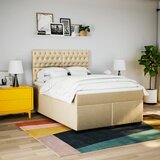  Krevet s oprugama i madracem krem 140x200 cm od tkanine | shoptok.hr