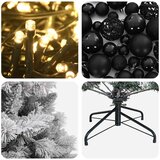  Umjetno božićno drvce s kuglicom 150 cm 150 LED lampica - Zelena i bijela 150 cm s LED-ima i crnim lopticama | shoptok.hr