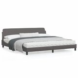 vidaXL Posteljni okvir z vzglavjem siva 200x200 cm umetno usnje Cene
