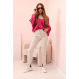 Kesi Włoski Women's sweater with a V-neck and buttons dark pink | shoptok.hr