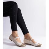 Gemre Beige-gold ballet flats with a patent toe Jaures | shoptok.hr