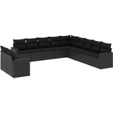  11-dijelni set vrtnih sofa od poliratana s jastucima crni | shoptok.hr