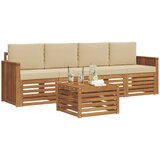  Set vanjskih sofa 5 kom. Prirodna i bež Čvrsto drvo akacije | shoptok.hr