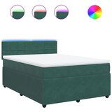 vidaXL Box spring postelja z vzmetnico temno zelena 160x200 cm žamet, (21309619) | Shoptok.si