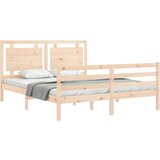 vidaXL Posteljni okvir z vzglavjem 160x200 cm trden les | Shoptok.si