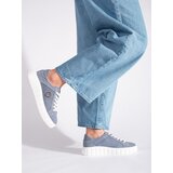Shelvt Blue suede leather platform shoes | Shoptok.si