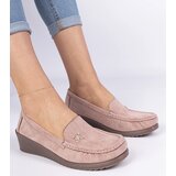 Gemre Pink eco-suede women's wedge loafers Sarimi | Shoptok.si