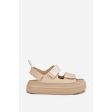 Boto Women's Platform Sandals With Velcro Beige Nitepira | shoptok.hr
