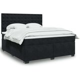 vidaXL Box spring postelja z vzmetnico črna 180x200 cm žamet | Shoptok.si