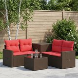  Set sofe 6 kom. Smeđa i crvena Poli Rattan i čelik | shoptok.hr