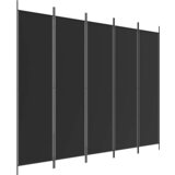 Sobna pregrada s 5 panela crna 250x200 cm od tkanine | Eponuda.ba