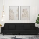 vidaXL Kavč dvosed z ležiščem in dvema blazinama črn žamet | Shoptok.si